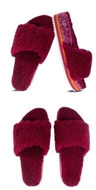 Free People FP Fleks Cito Shearling Slide Sandals Burgundy Plush Women’s 7–7.5